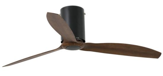 Ventilatore nero opaco con pale in legno