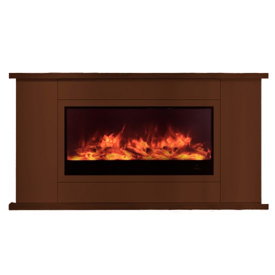 Brown Wooden Cabinet With Fireplace